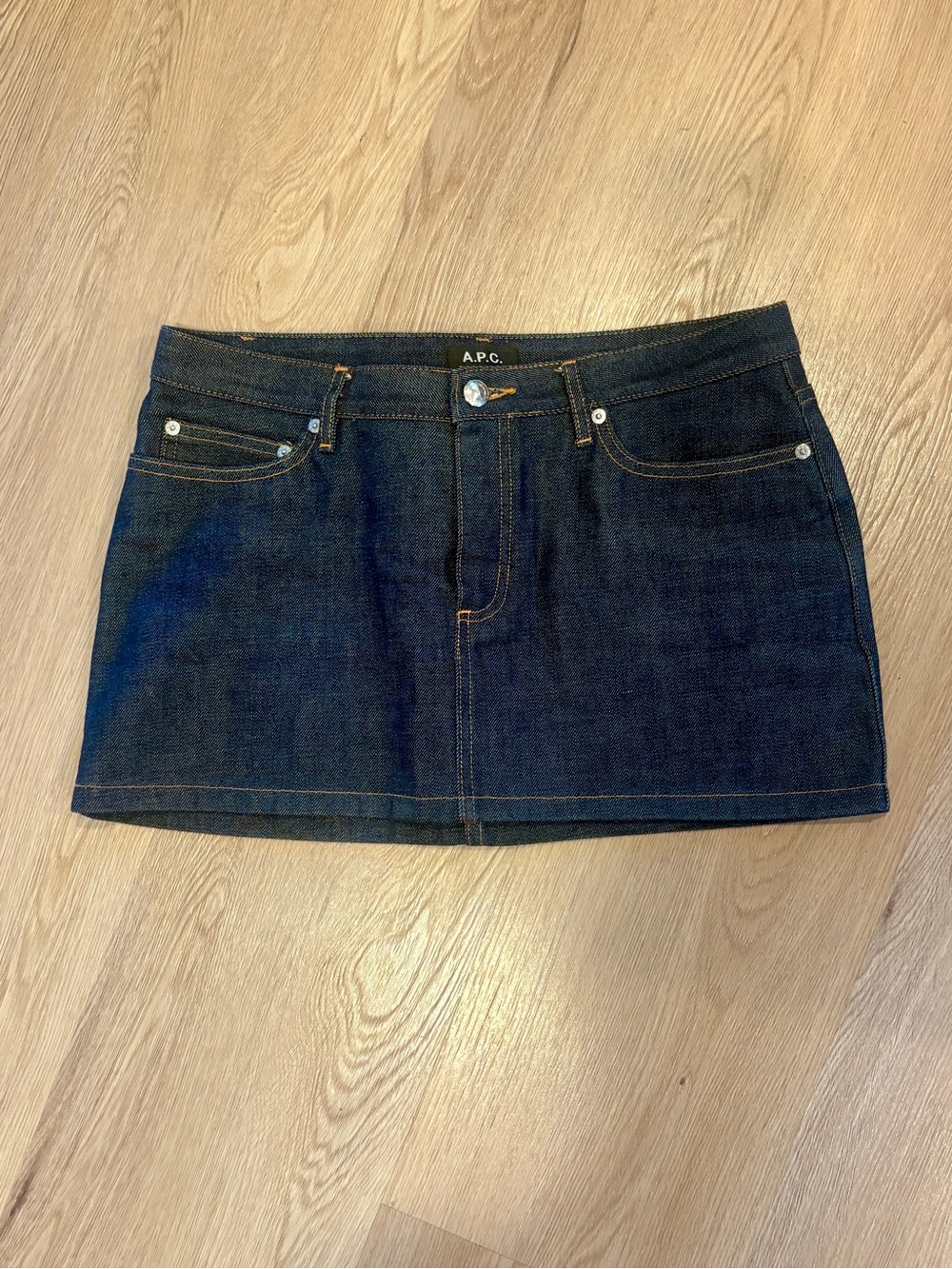 A.P.C. Mini Skirt Indigo Selvedge Denim, size 40